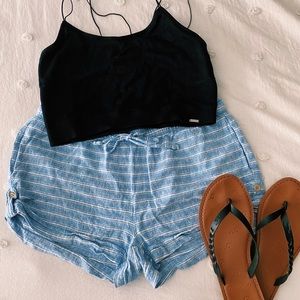 SO blue and white striped cotton flowy shorts
